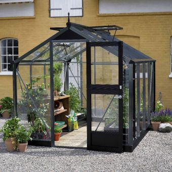 Juliana Compact Greenhouse Safety Glass Anthracite / Black 7' x 9' (Black Base Included