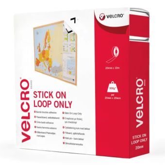 Velcro Stick On Tape Loop Only 20mm x 10m White | Self-Adhesive Loop Tape Roll