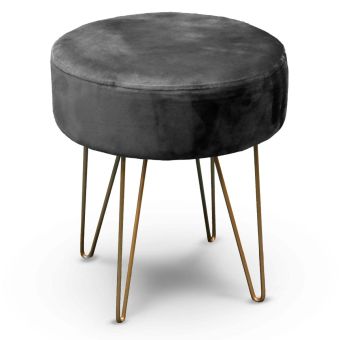 Velour Stool 35 x 40cm - Grey