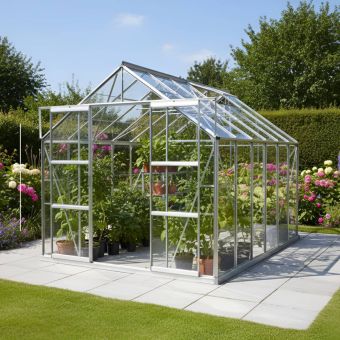 The Vitavia Phoenix Low Threshold Greenhouse 8ft x 12ft Silver finish - Standard Glass