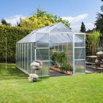 The Vitavia Phoenix Low Threshold Greenhouse - 8ft x 12ft Silver finish - Polycarbonate