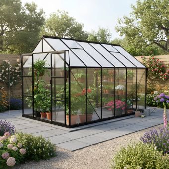 The Vitavia Phoenix Low Threshold Greenhouse-8ft x 12ft-Black-Polycarbonate (Opaque)