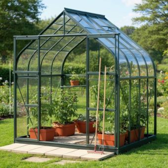 The Saturn 8ft x 8ft Green Finish - Toughened Glass