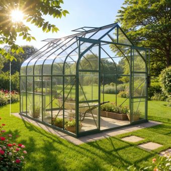 The Saturn 8ft x 14ft Green Finish - Toughened Glass