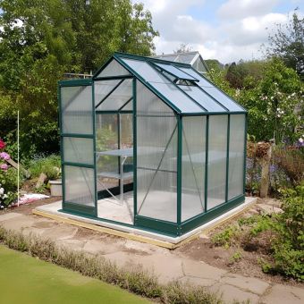 6ft x 6ft Vitavia Apollo Greenhouse Green Finish - Polycarbonate Glazing