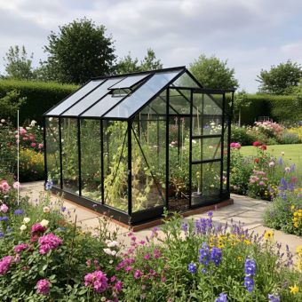 Vitavia Apollo 5000 Greenhouse 6x8 Black | Integral Base Plinth, No-Step Entrance & 3mm Toughened Safety Glass