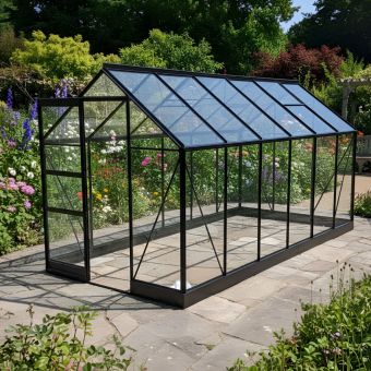 Vitavia Apollo 7500 6x12 Black Greenhouse | Toughened Glass | Integrated Base | 12 Year Warranty