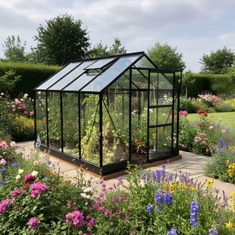 Vitavia Apollo 5000 Greenhouse 6x8 Black | Integral Base Plinth, No-Step Entrance & 3mm Horticultural Glass