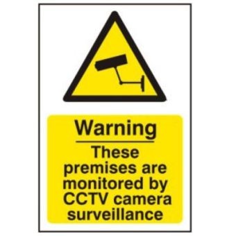 Warning These premises are monitored by CCTV camera surveillance - PVC Sign (200 x 300mm)