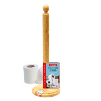 Steelex Wooded Upright Toilet Roll Holder