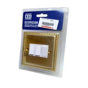 CED Georgian Brass 2-Way White 3 Switch Socket