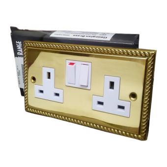 CED Georgian Brass 13A Twin Switched Socket