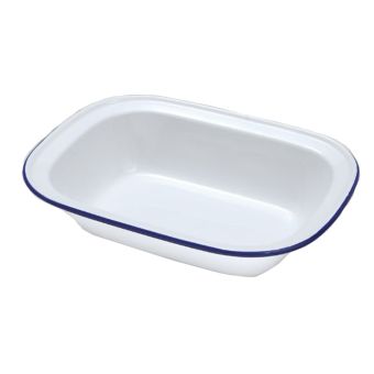 Falcon Oblong White / Blue Pie Dish - 28cm