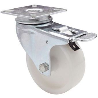 Castor Swivel Locking White 75mm - 60kg