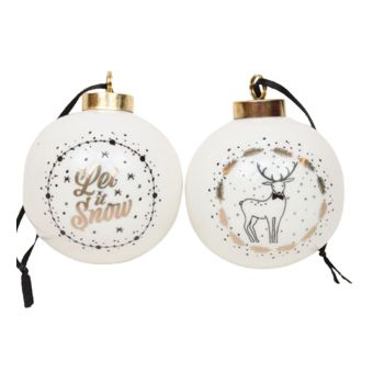 White & Gold Porcelain Ball 7 x 5.5cm