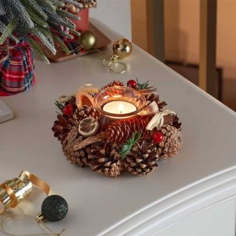 WinterSpice Solo Candle Holder – A Touch of Rustic Festive Charm