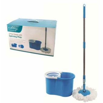 2 Mop Heads With Spinning Mop - Blue