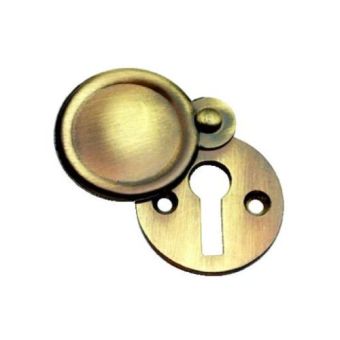 Antique Brass Victorian Round Covered Escutcheon