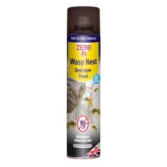 Zero In Wasp Nest Killer Foam Spray 300ml Aerosol Fast Acting Insecticide for Indoor and Outdoor Nest Control