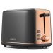 Abbey Lux Grey & Rose Gold 2 Slot Toaster – Stylish Breakfast Essential