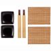 Black Bamboo Ceramic Sushi Set 6 Pieces | Stylish Sushi Serving Set