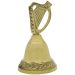 Small Brass Harp Bell I Traditional Irish Brass Bell with Harp Handle and Celtic Detailing