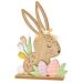 Colourful Wooden Display Rabbit Figurine - Decorative 18x25x4cm, Vibrant Hand-Painted Accent for Home Decor