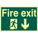 Fire exit running man arrow down - Self Adhesive Sign (300 x 200mm)