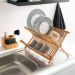 Folding Bamboo Dish Drainer for 19 Plates | Kitchen Drying Rack