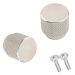 Satin Nickel Knurled Cabinet Knob Set 30mm – Modern Round Furniture Handles I Pack of 2