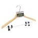 Orwell Wooden Coat Hangers with Metal Drop Bar & Soft Grip Clips 2 Pack | Grade A Wood, Swivel Hook and Notches