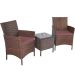 Polyrattan Garden Furniture Set with Cushions & Glass Top Table Brown I 3 Piece