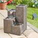 Quad Hybrid Power Solar Water Feature Cascading Garden Fountain with Battery Backup
