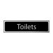 Self-Adhesive PVC "Toilets" Sign Black And Polished Chrome Effect 200mm x 50mm
