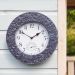 Stonegate 12 Inch Granite Effect Wall Clock with Built-In Thermometer for Indoor and Outdoor Use