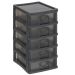 5 Drawer Storage Unit Grey | Compact Plastic Organiser with Drawers