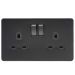 2 Gang Switched Socket with Insert 13A - Matt Black