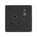 1 Gang Stainless Steel Switched Socket - Matt Black