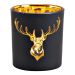 Glass Deer Tea Light Holder - Black & Gold - 7 x 8 x 7cm