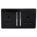 Trendi 2 Gang Long Switched Plug Socket 13amp - Black