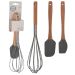 Acacia Wooden Kitchen Tool Set – Silicone Whisk and Spatulas with Wooden Handles I Pack of 3