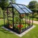 Vitavia Venus 3800 Greenhouse 6x6 Black | 3mm Horticultural Glass, Roof Vent, Sliding Door & Built-In Gutters