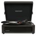 Voyager 2-Way Bluetooth Record Player in Black with Built-In Speakers, 3-Speed Turntable, Pitch Control, RCA Output, Headphone Jack, Aux-In – Retro Portable Vinyl Player