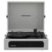 Voyager 2-Way Bluetooth Record Player in Grey with Built-In Stereo Speakers, 3-Speed Turntable, RCA Output, Aux-In, Pitch Control, Headphone Jack – Linen Finish