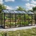 Zeus 11900 Greenhouse Black Frame with Tough Glass Sides & Polycarbonate Roof 8ft x 15ft | Semi-Professional Hobby Greenhouse