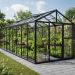 A Range of Zeus 15700 Greenhouse Black Frame with Tough Glass Sides & 10mm Polycarbonate Roof 8ft x 20ft | Semi-Professional Hobby Greenhouse At Lenehans with next day delivery nationwide