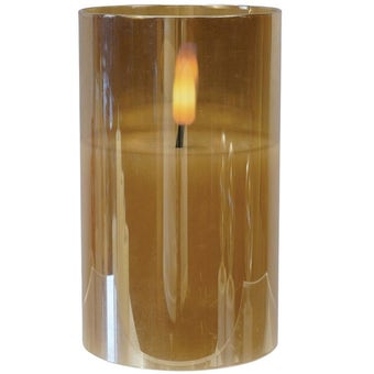 De Vielle Amber Glass Flameless LED Candle – Ambient Glow for Safe, Cozy Lighting I Large