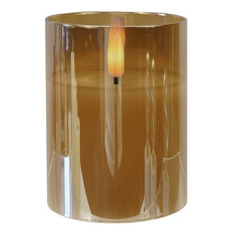 De Vielle Amber Glass Flameless LED Candle – Warm Glow for Safe, Ambient Lighting I Medium