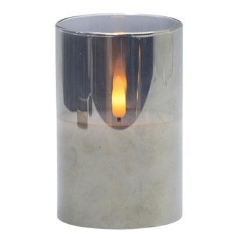 De Vielle Smokey Grey LED Glass Candle – Ambient Flameless Light I Large