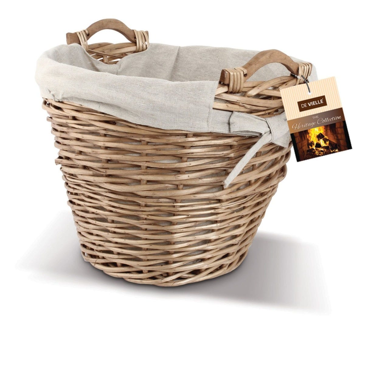 De Vielle Premium Heavy Duty Lined Medium Round Basket (Square Willow)